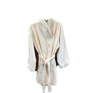 Martha Stewart Collection Women One Size Plush Ivory Belted Wrap Robe Polyester